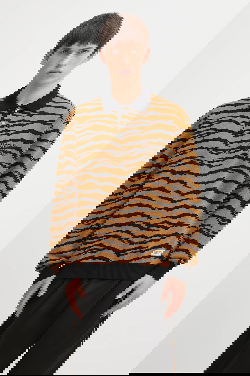Sweater WACKO MARIA Tiger Pattern Knitted Long-Sleeve Polo Flerfärgad | 25FW.WMK.KN10, 0