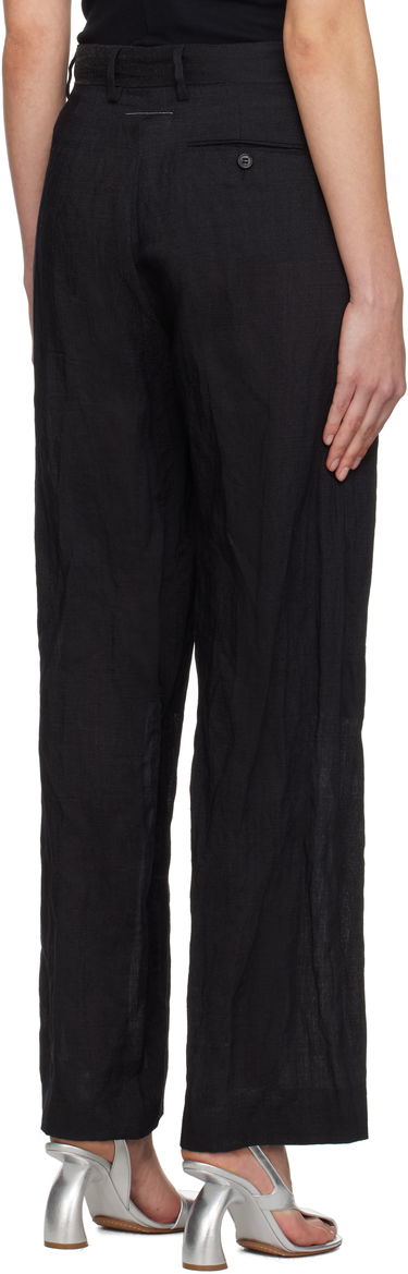 Byxor Maison Margiela MM6 Maison Margiela Crinkled Metallic Tailoring Trousers Svart | S52KA0521 M35253, 2