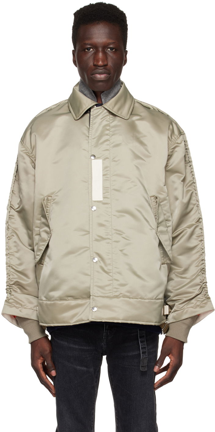 Bomberjacka sacai Sacai Cinch Strap Bomber Jacket Beige | 23-02992M