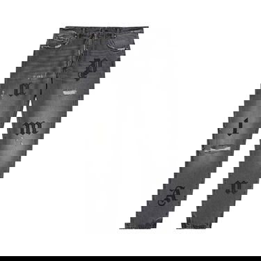 Jeans Palm Angels Logo Classic 5 Pocket Jeans Grå | PMYA033F22DEN0050610, 1