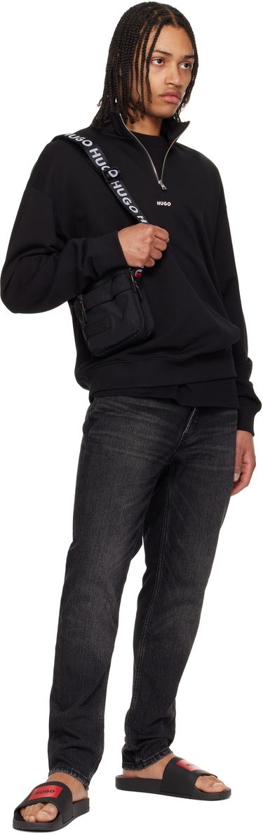 Axelväska BOSS HUGO Recycled Nylon Canvas Messenger Bag Svart | 50541949, 3