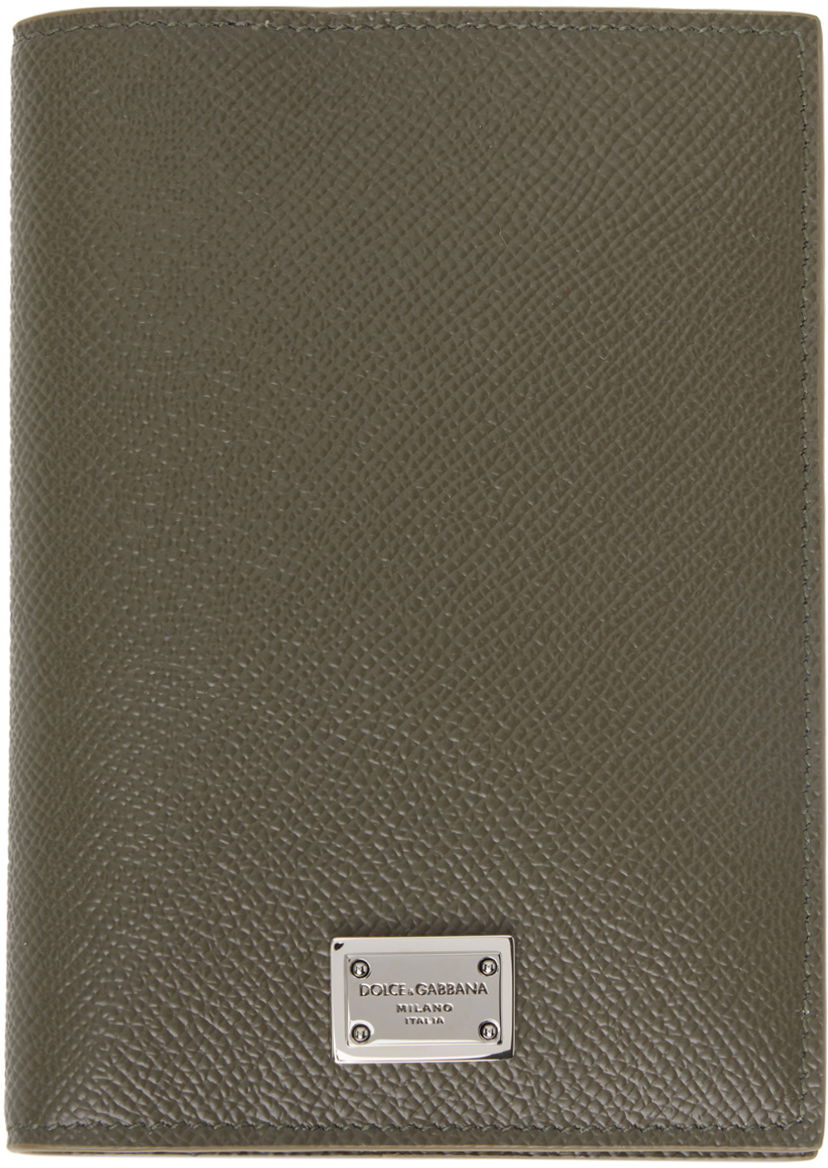 Plånbok Dolce & Gabbana Taupe Logo Plaque Passport Holder Grön | BP2215AG219