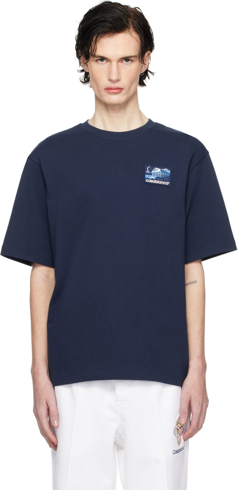 T-shirt Casablanca Temple Patch T-Shirt Mörkblå | MPS25-JTS-027-01