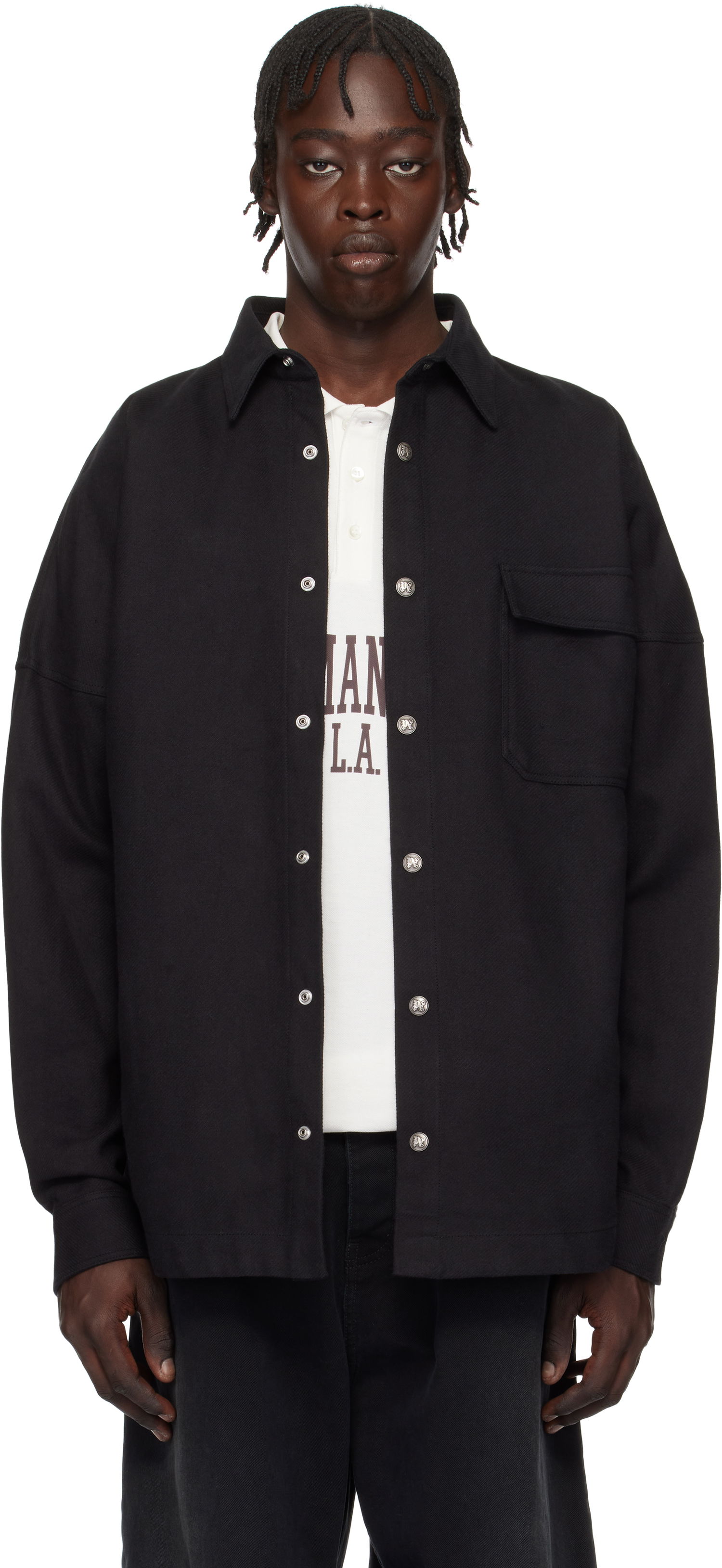 Skjorta Palm Angels Classic Logo Overshirt Svart | PMES044S25FAB0011003, 0
