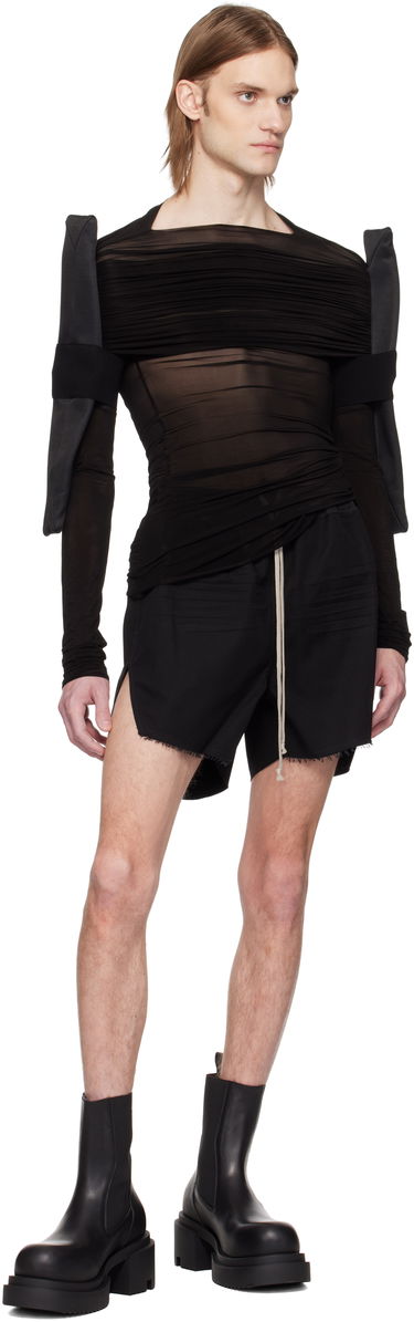 Shorts Rick Owens Rick Owens Hollywood Sheer Long Sleeve T-Shirt Svart | RR01E5200 BZCD, 3