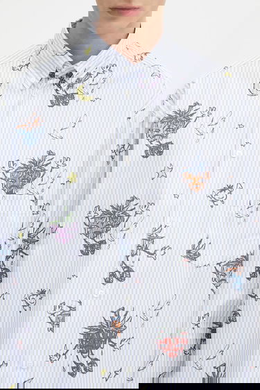 Skjorta Sky High Farm Sky High Farm SHF Overprint Relaxed Button-Down Shirt Blå | SHF07B012, 3