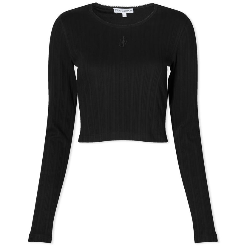 T-shirt JW Anderson Cropped Anchor Embroidered Top Svart | JO0211-PG1501-999