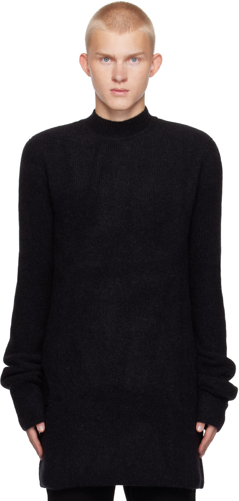 Sweater Rick Owens Alpaca Knit Sweater Svart | RR02D6695 KWP