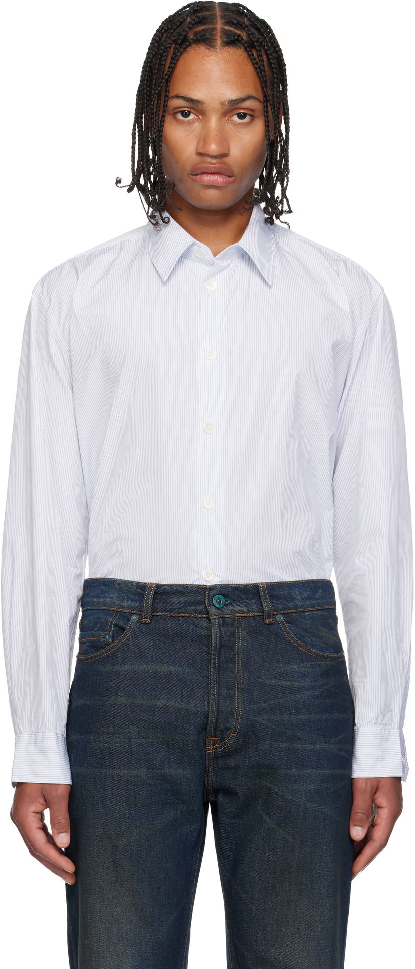 Skjorta OUR LEGACY Beyond Striped Button-Up Shirt Vit | M4252BD