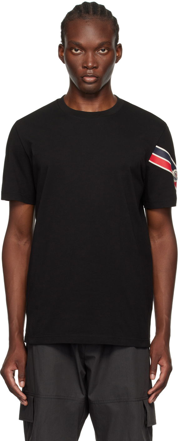 T-shirt Moncler Black Tricolor T-Shirt Svart | J20918C0002989AKK