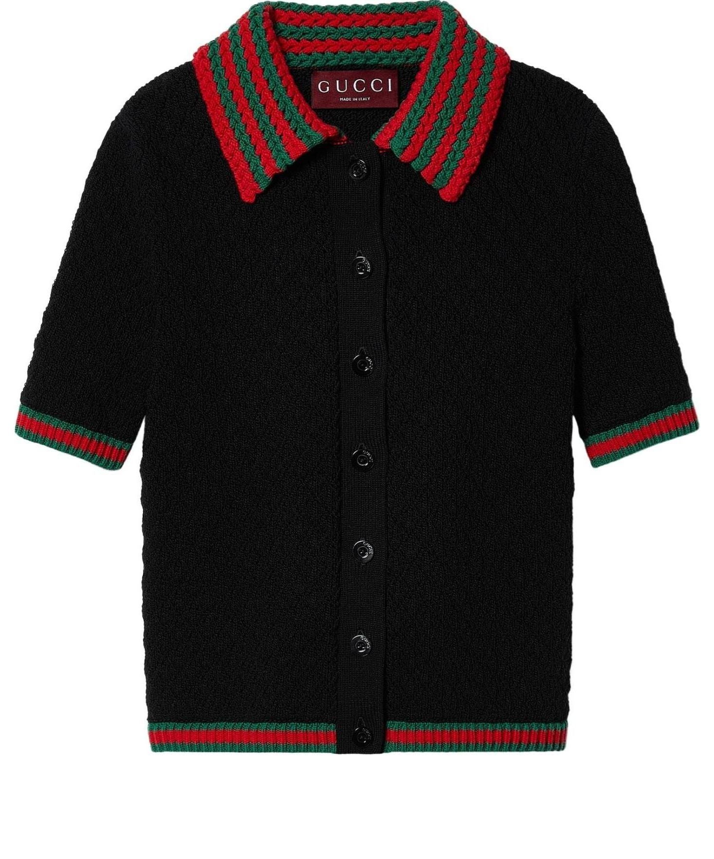 Polotröja Gucci Cotton Polo With Knit Collar Svart | 792042-XKD3C-1152, 0