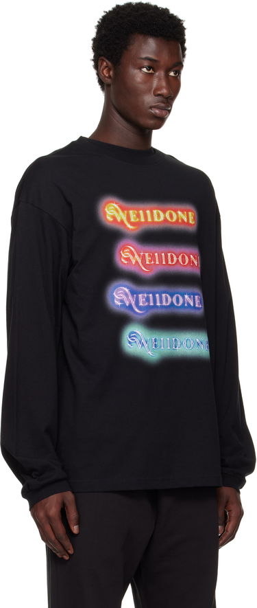 T-shirt We11done We11done Neon Logo Long Sleeve T-Shirt Svart | WD-TT2-25-754-U-BK, 1