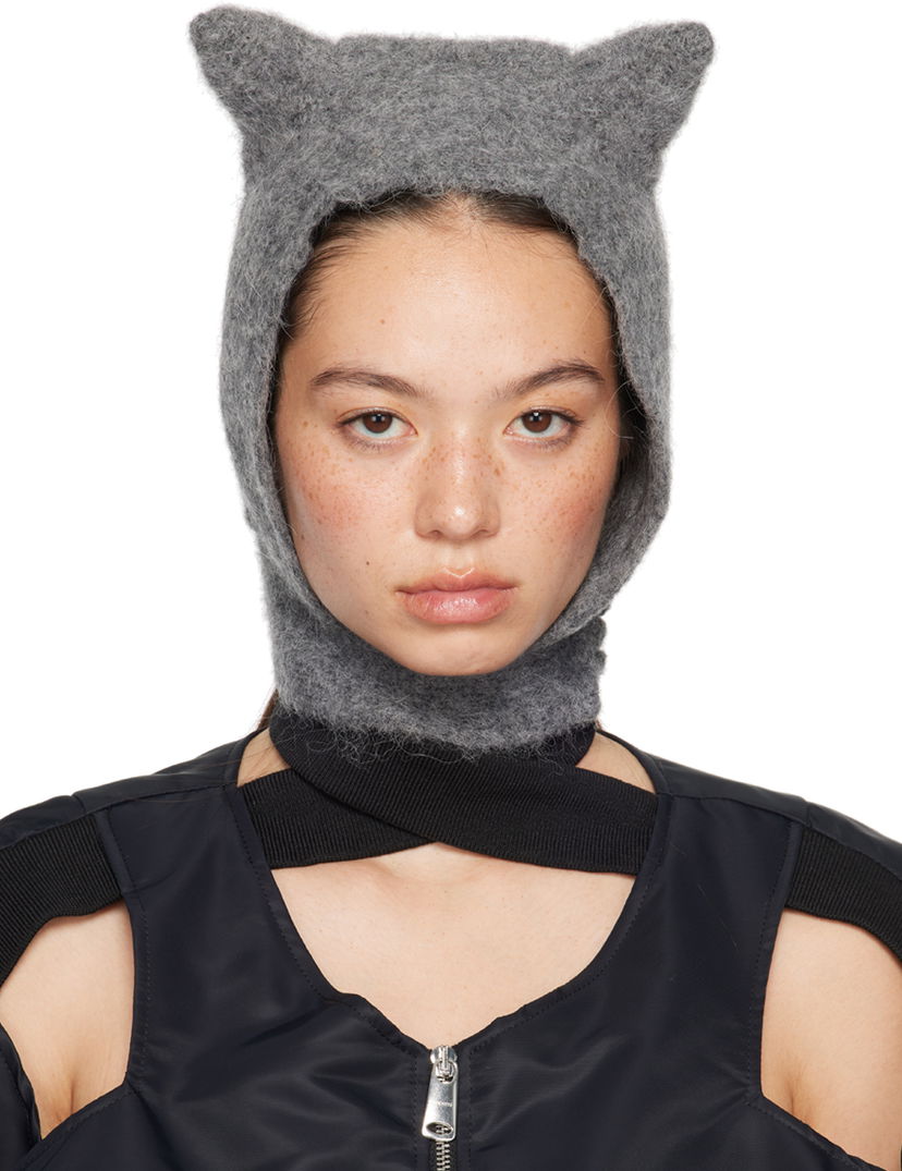 Halsduk Coperni Coperni Knitted Horn Balaclava Grå | COPSA06Y3005