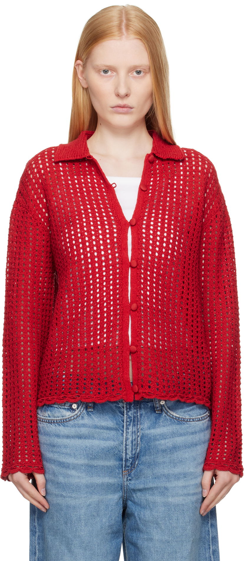 Sweater rag & bone Rag & Bone Khloe Knit Cardigan Röd | WAS25P020BR20
