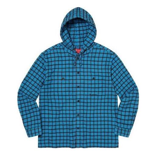 Skjorta Supreme Plaid Hooded Shirt Blå | SUP-SS22-171