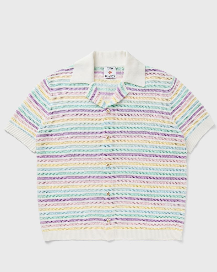 Polotröja Casablanca Crochet Knit Striped Polo Shirt Flerfärgad | M-AW25-KW-1097-01