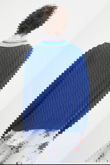 Sweater Sky High Farm Sky High Farm Cableknit V-Neck Sweater Blå | SHF07N007, 2