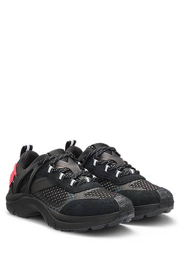 Kläder BOSS Signature Mesh and Suede Trainers Svart | 50536259