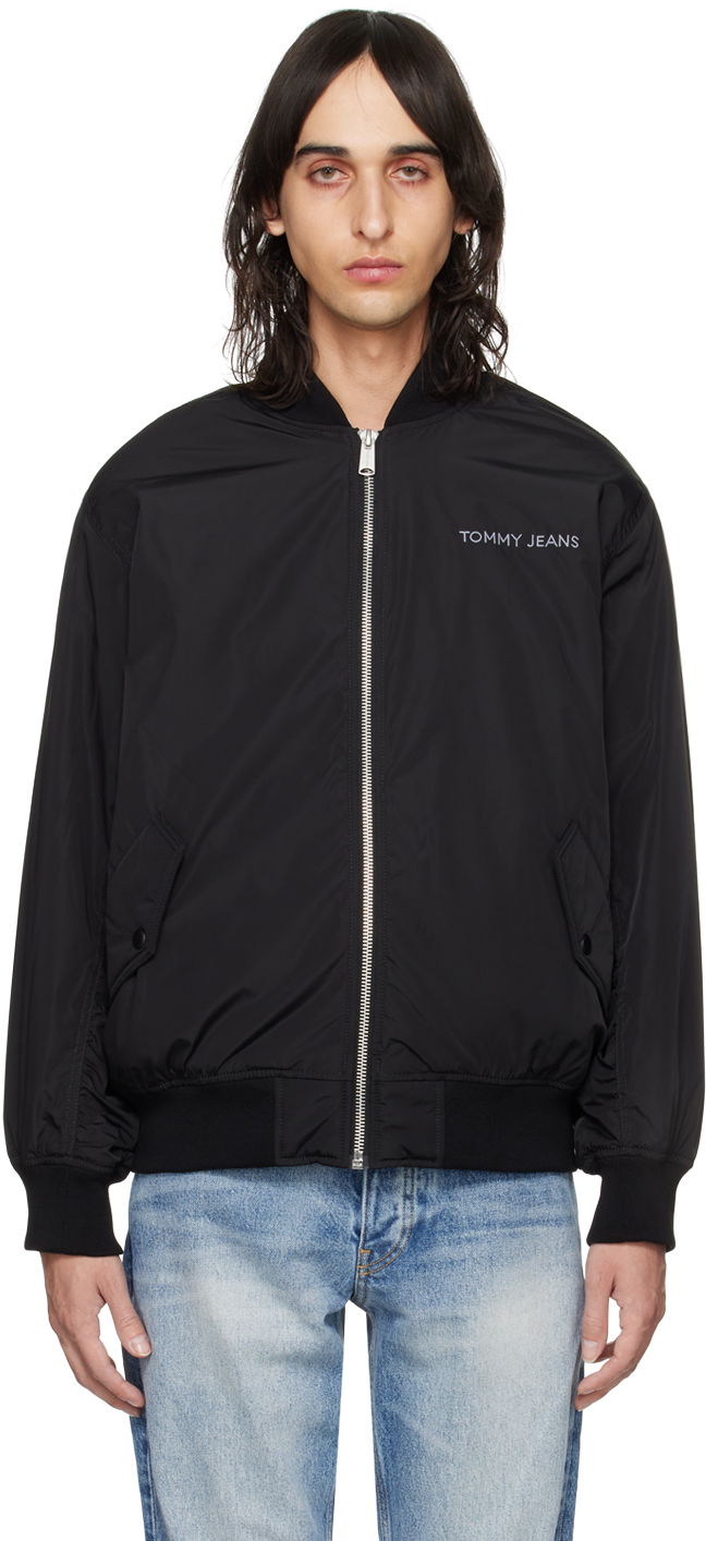 Jacka Tommy Hilfiger Tommy Jeans Black Embroidered Bomber Jacket Svart | DM17879 BDS
