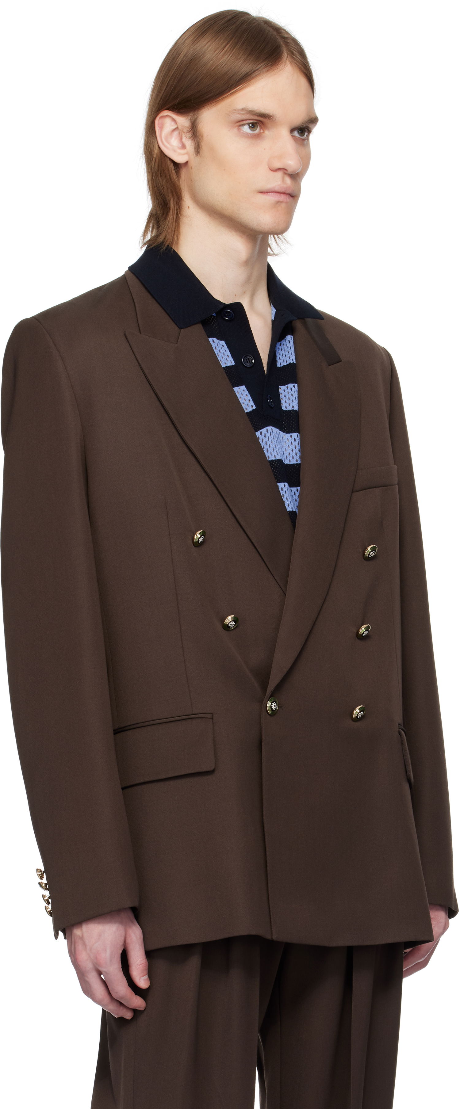 Jacka Casablanca Casablanca Wool Double Breasted Blazer Brun | MS25-JK-363-01, 1