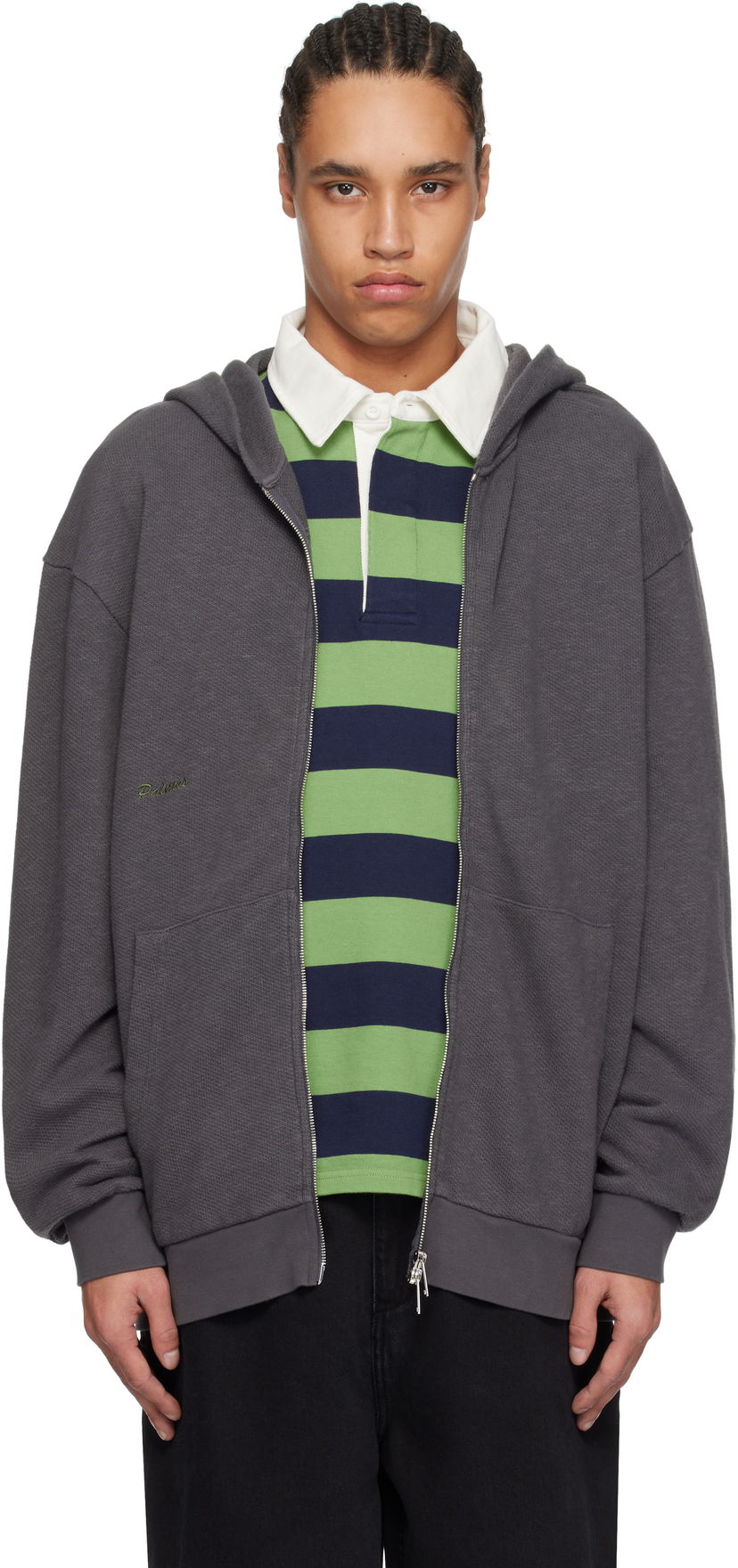 Sweatshirt Palmes Palmes Waffle Zip Hoodie Grå | P20-0033-888