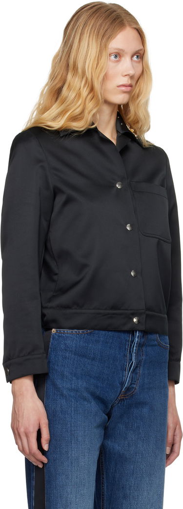 Skjorta Wales Bonner Wales Bonner 'The Flora' Cropped Satin Jacket Svart | WS25JA18-PL03-999, 1