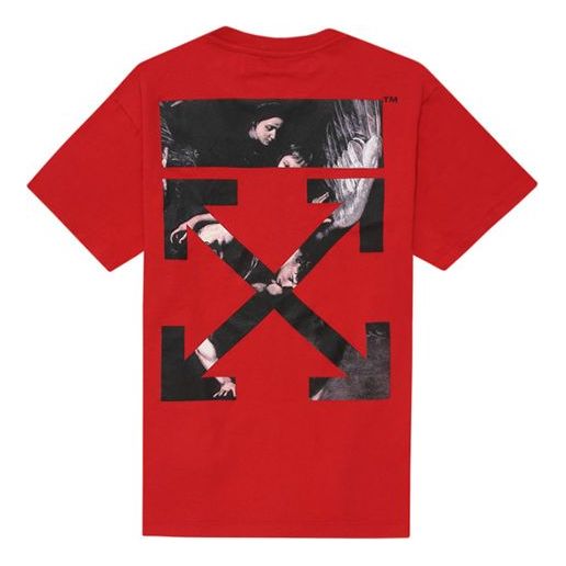 T-shirt Off-White Painting Arrow Short Sleeve T-Shirt Röd | OMAA038S201850042088