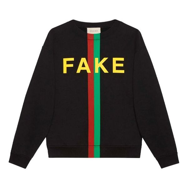 Sweater Gucci 'Fake/Not' Print Sweatshirt Svart | 635847-XJCXY-1082, 0