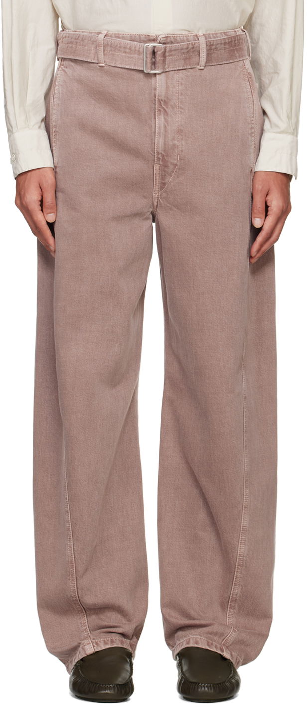 Cargo byxor LEMAIRE Lemaire Belted Wide-Leg Trousers Rosa | PA326 LD1017