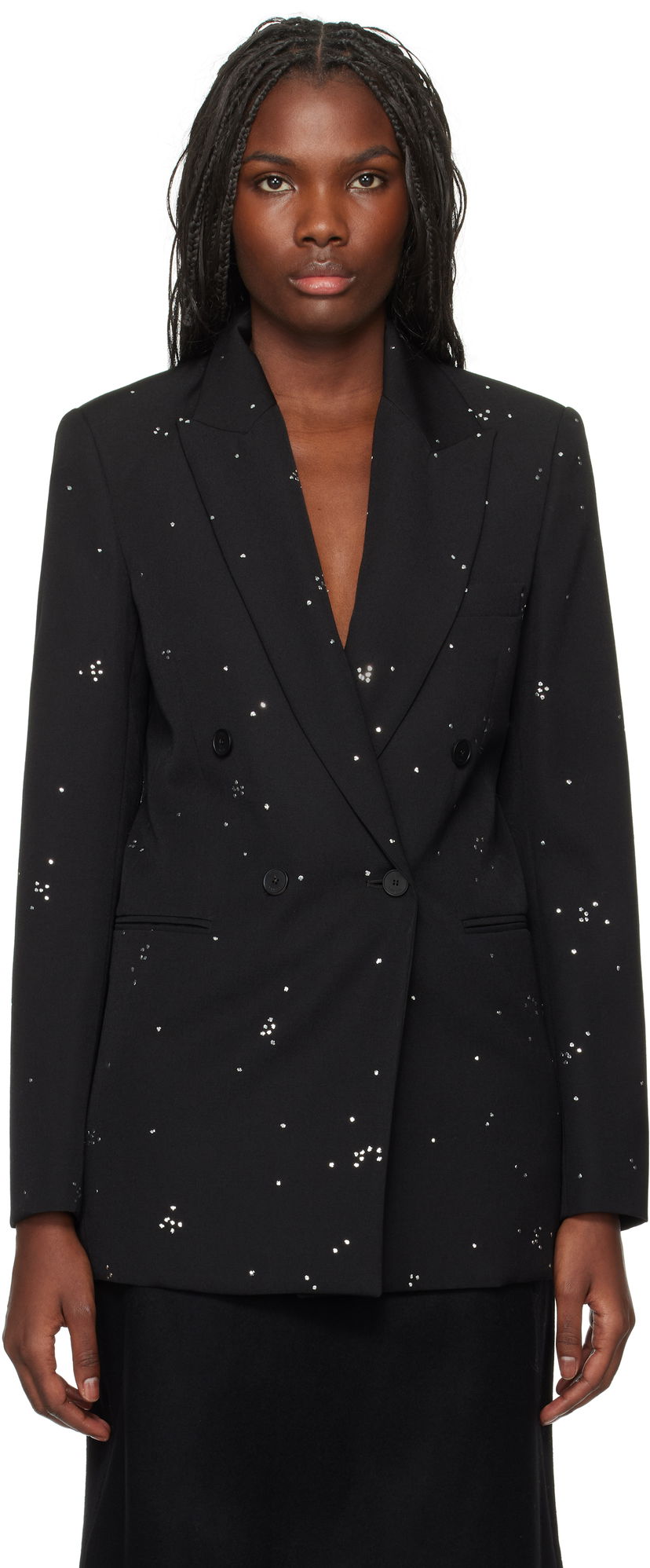Jacka LANVIN Embroidered Double-Breasted Blazer Svart | RW-JA9003-5576-P24