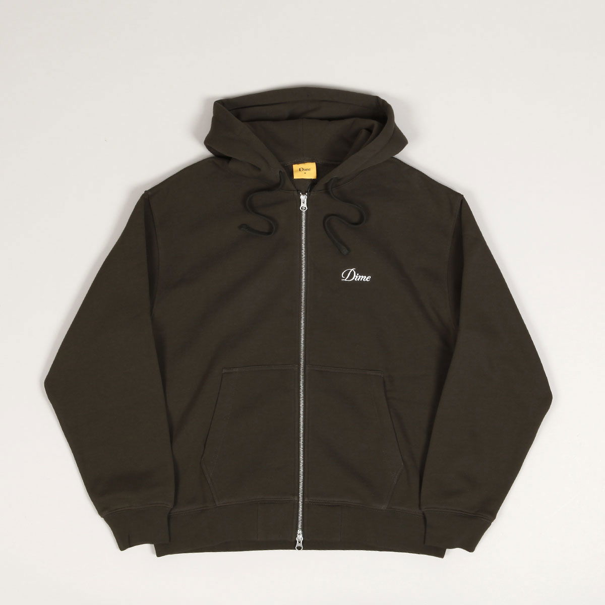 Sweatshirt Dime Cursive Zip Hoodie Grön | DIMEFA2425BLK, 0
