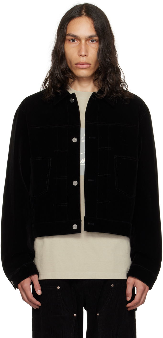 Jacka We11done We11done Velvet Crop Jacket Svart | WD-JK3-23-041-M-BK