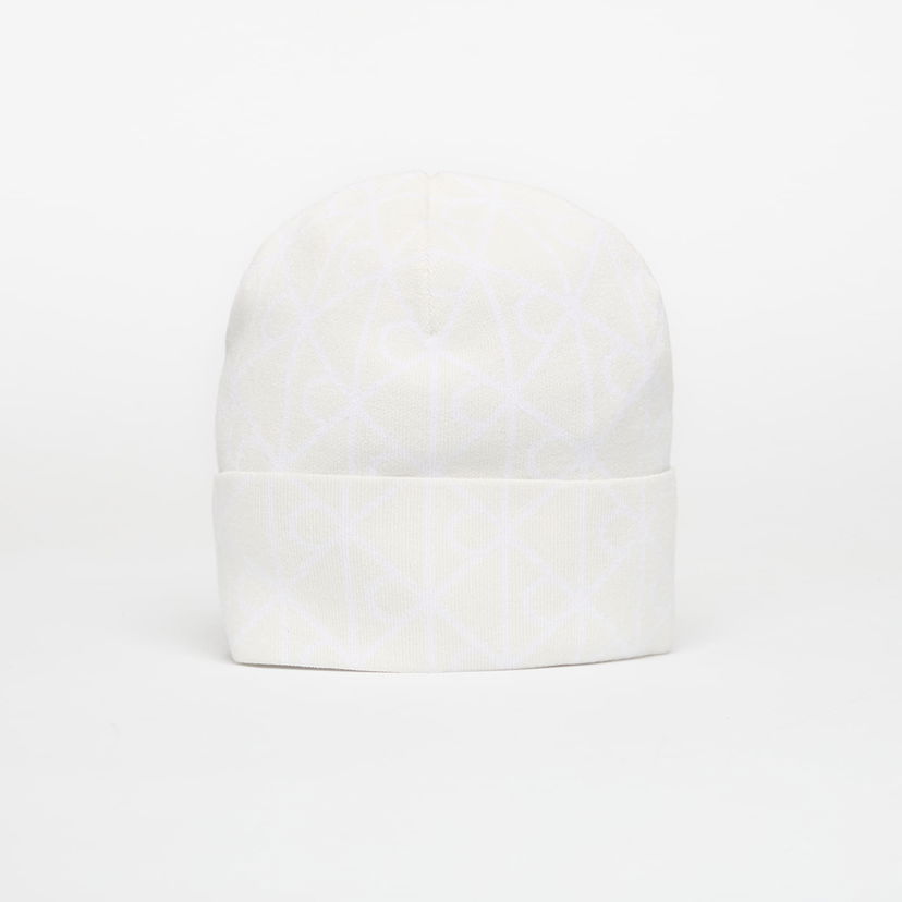 Mössa CALVIN KLEIN Calvin Klein Emblem Aop Fine Knit Beanie Vit | LV04D8050G FUP