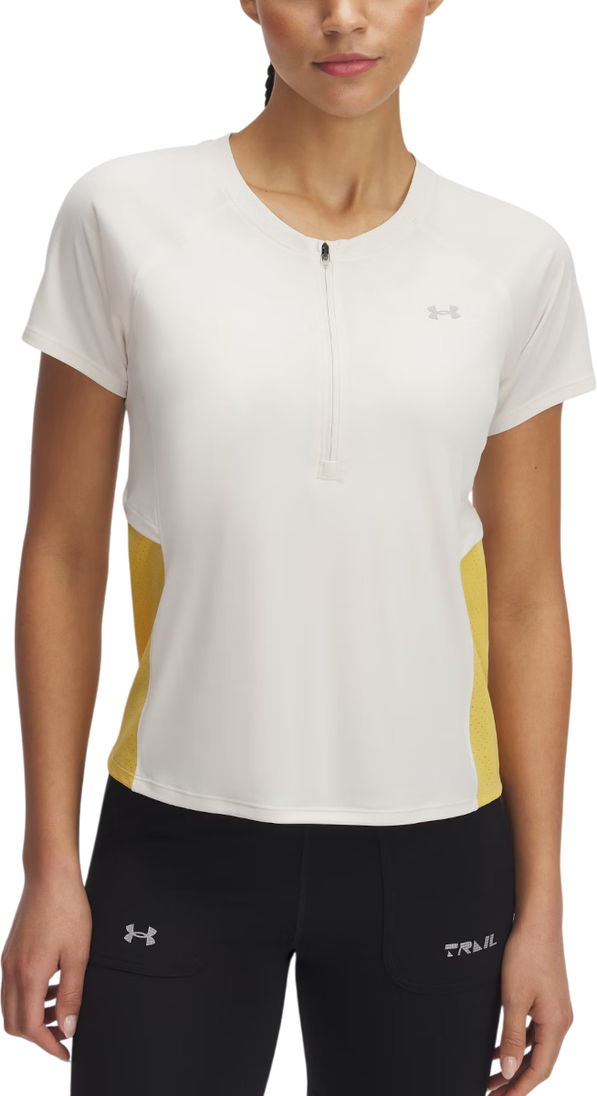 T-shirt Under Armour Trail Run Zip Short Sleeve T-Shirt Vit | 1389607-279