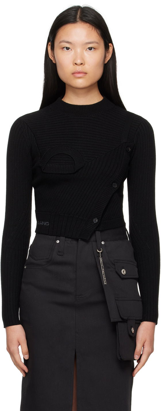 Sweater Feng Chen Wang Feng Chen Wang Ribbed Asymmetric Sweater Svart | FWF16KT02B