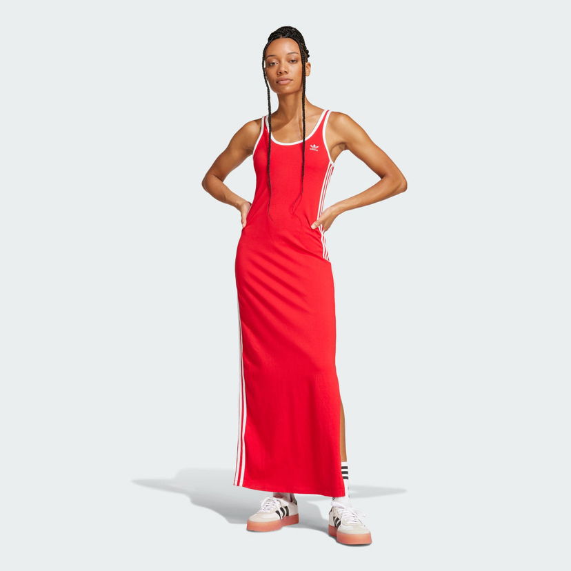 Klä adidas Performance 3-Stripes Tank Maxi Dress Röd | JD4620