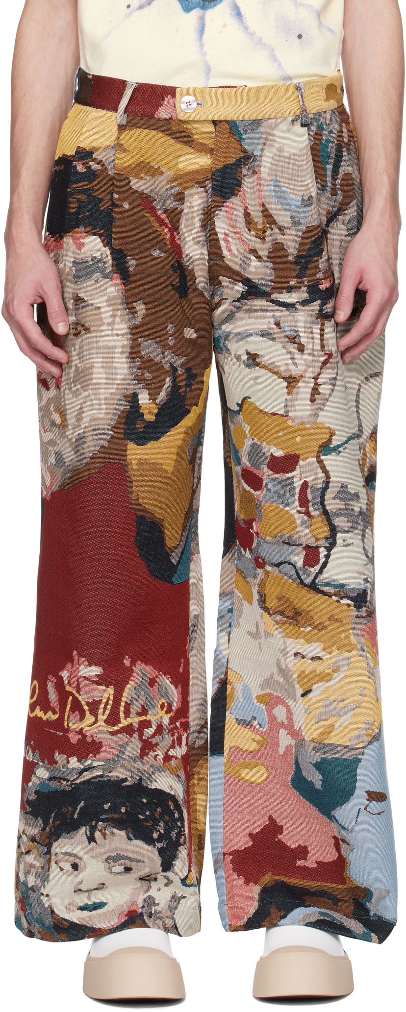 Byxor KidSuper KidSuper Jacquard Paintings Double Pleated Trousers Flerfärgad | SS25-PT-06