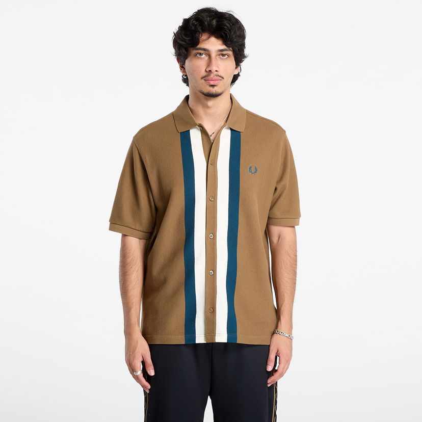 Polotröja Fred Perry Fred Perry Panelled Button Through Polo Shirt Brun | M8522 P96