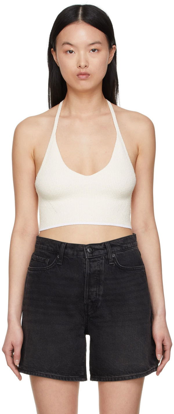 Linne rag & bone Ribbed Knit Halter Top Vit | WAS22S025CS25