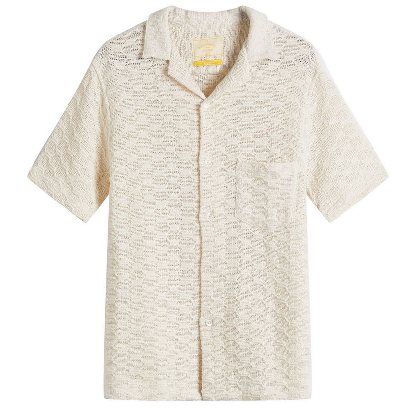 Skjorta Portuguese Flannel Portuguese Flannel Vacation Net Cotton Knit Shirt Beige | SS25-062-NAT