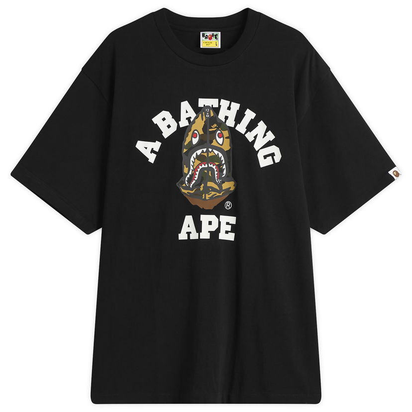 T-shirt BAPE 1st Camo Shark Seijin College T-Shirt Svart | 001TEL801316M-BLK