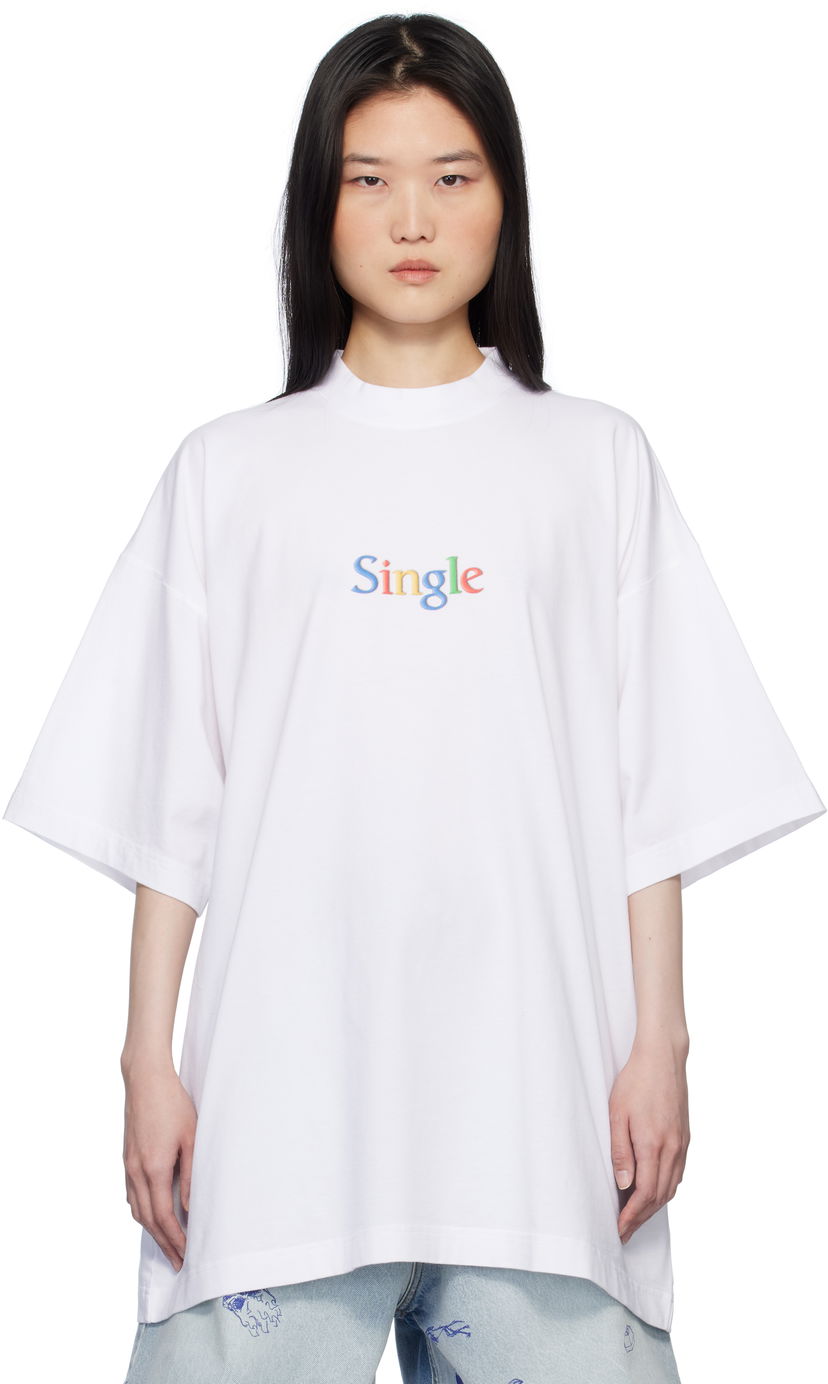 T-shirt VETEMENTS Vetements 'Single' Oversized T-Shirt Vit | UA66TR700W