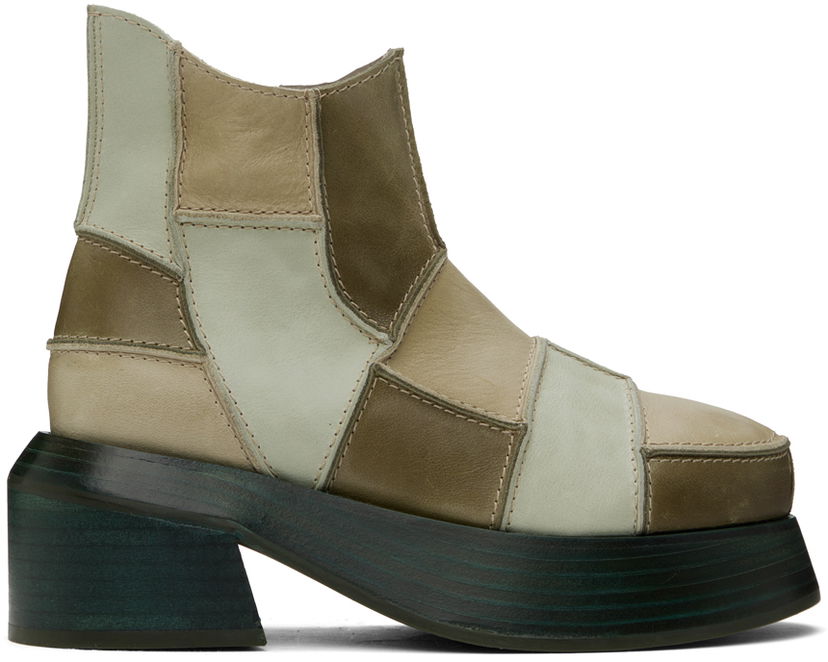 Rockar Eckhaus Latta Eckhaus Latta Patchwork Ankle Boots Grön | FEKLWPTWB93005