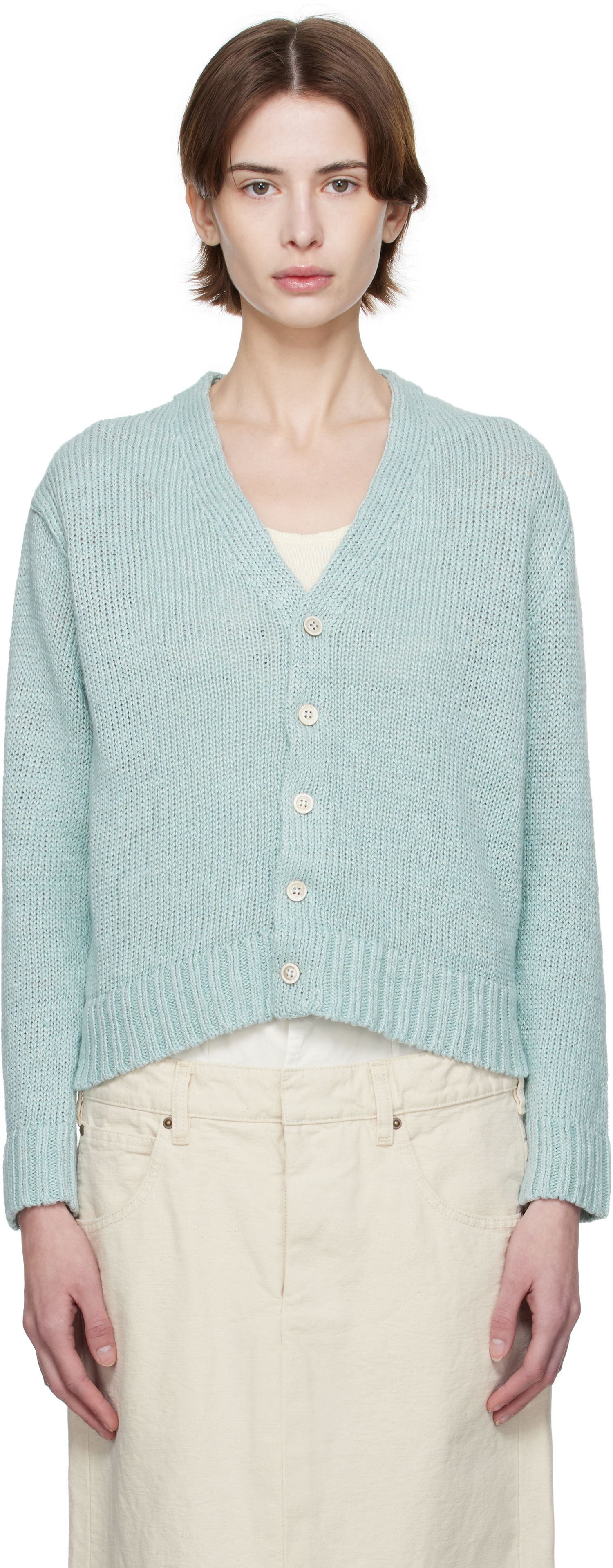 Sweater Maison Margiela Maison Margiela Hemp Knit Cropped Cardigan Grön | S51HP0017 M13100, 0