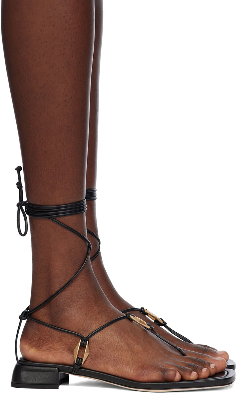 Kläder Jimmy Choo Onyxia Flat Lace-Up Sandals Svart | ONYXIA FLAT CJA