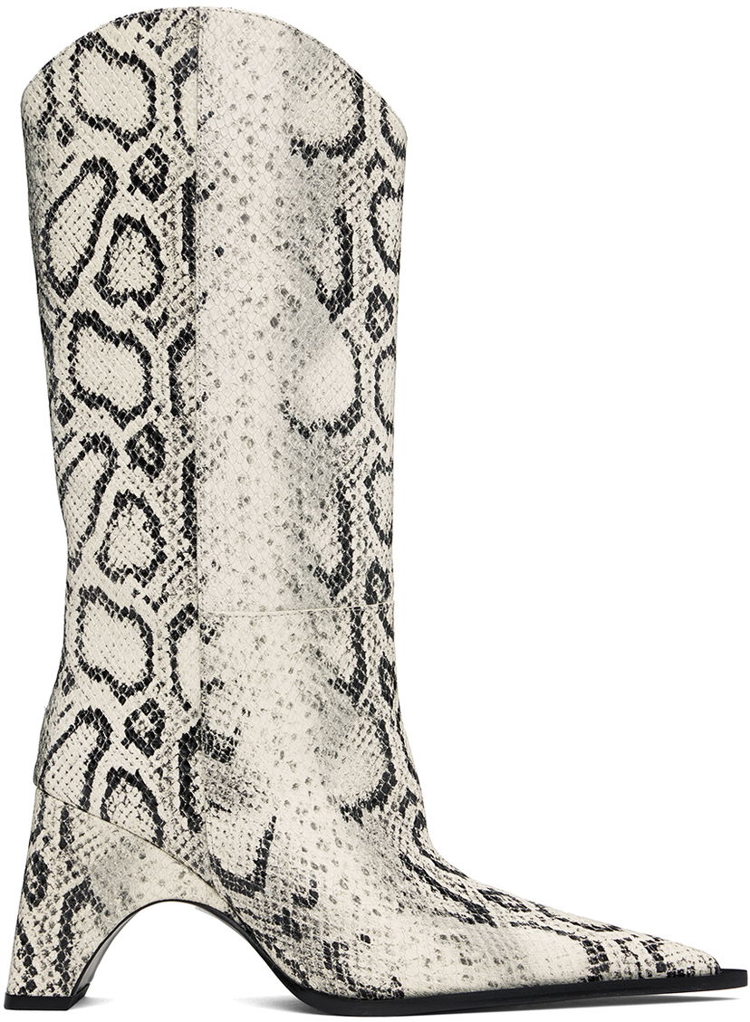 Sneakers och skor Coperni Snake Print Bridge Cowboy Boots Vit | COPSH16F6003