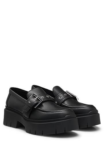 Sneakers och skor BOSS Faux-leather loafers with buckle strap Svart | 50538616