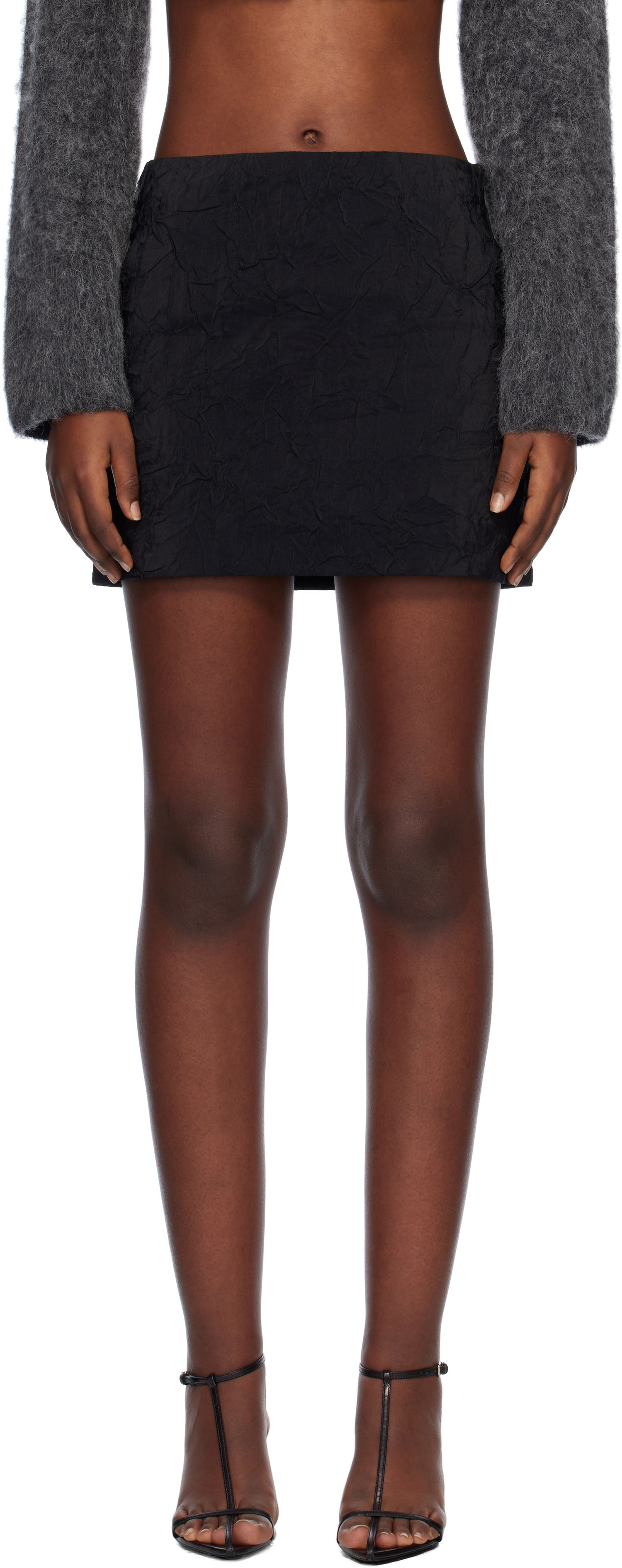 Kjol Nanushka Textured Miniskirt Svart | NW24FWSK39100, 0