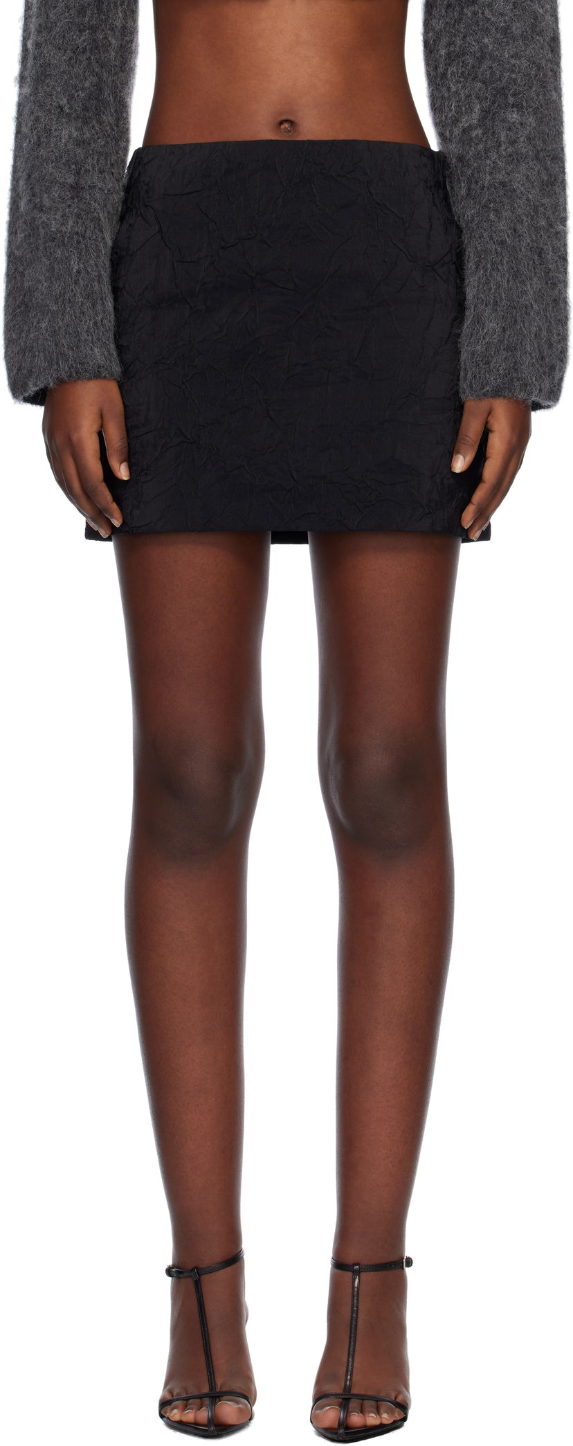Kjol Nanushka Textured Miniskirt Svart | NW24FWSK39100