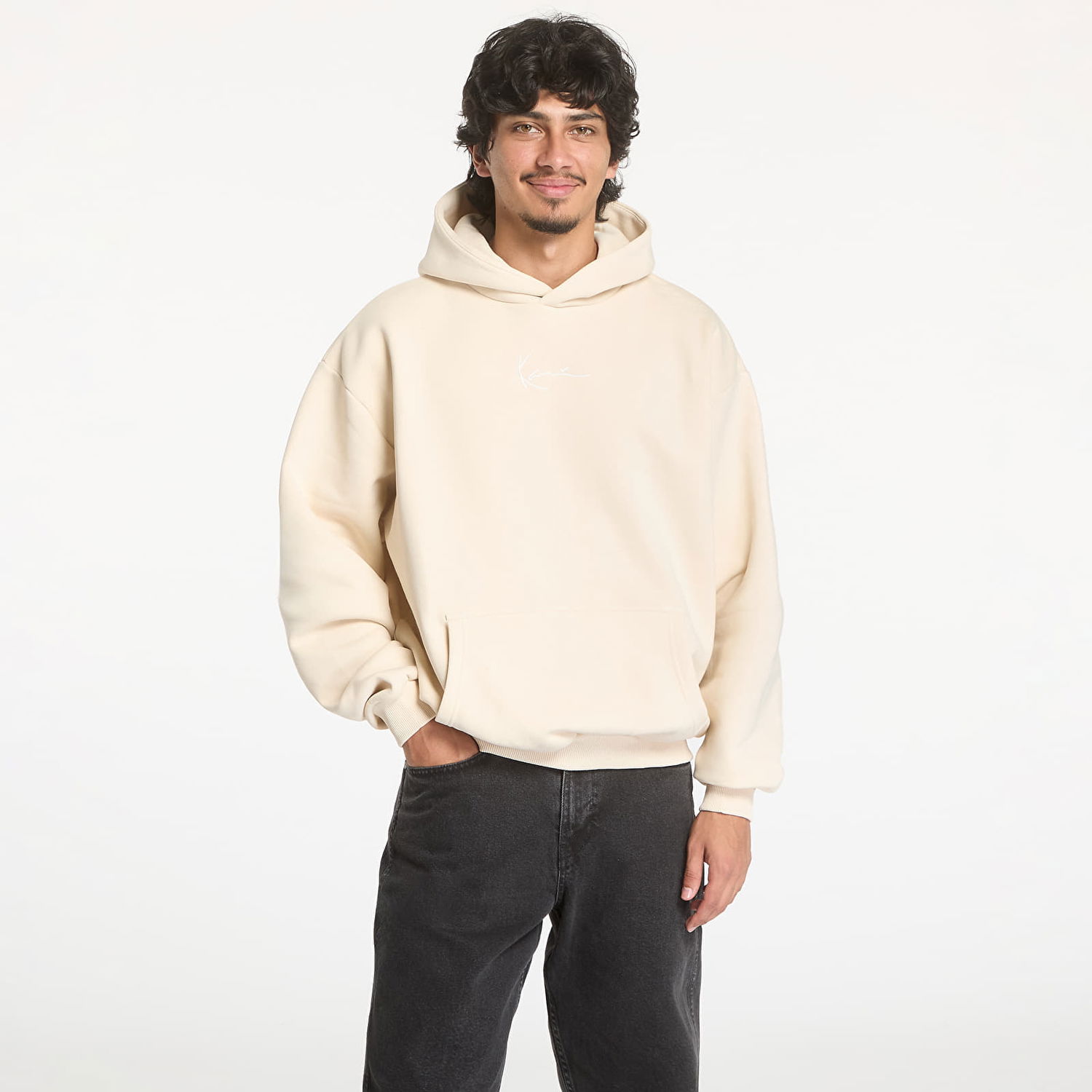 Sweatshirt Karl Kani Small Signature Essential OS Hoodie Light Sand Beige | KM-HD021-023-24, 0
